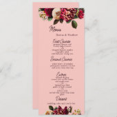 Romantisches Chrysanthemum auf Gossamer Pink Menükarte (Vorne/Hinten)