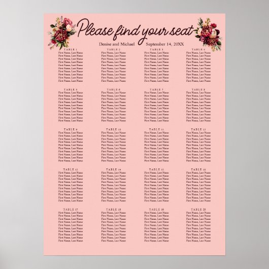 Romantisches Chrysanthemum auf Gossamer Pink Poster (Vorne)