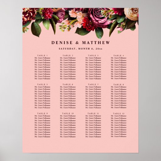 Romantisches Chrysanthemum auf Gossamer Pink Poster (Vorne)