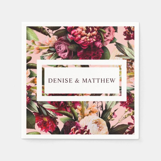 Romantisches Chrysanthemum auf Gossamer Pink Serviette (Vorderseite)