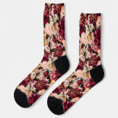 Romantisches Chrysanthemum auf Gossamer Pink Socken (Linkes Detail)