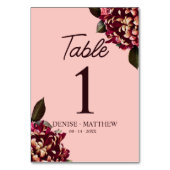 Romantisches Chrysanthemum auf Gossamer Pink Tischnummer (Vorderseite)