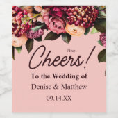 Romantisches Chrysanthemum auf Gossamer Pink Weinetikett (Einzelnes Label)