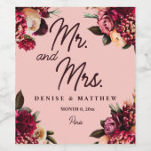 Romantisches Chrysanthemum auf Gossamer Pink Weinetikett (Einzelnes Label)