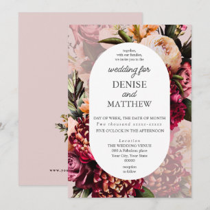 Romantisches Chrysanthemum auf Mauve Chalk Wedding Einladung