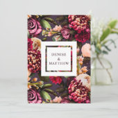 Romantisches Chrysanthemum auf Mitternacht Rettete Einladung (Stehend Vorderseite)