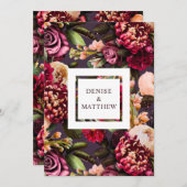 Romantisches Chrysanthemum auf Mitternacht Rettete Einladung (Vorne/Hinten)