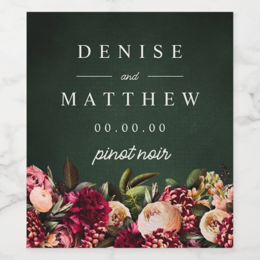 Romantisches Chrysanthemum auf Smarald Weinetikett (Einzelnes Label)