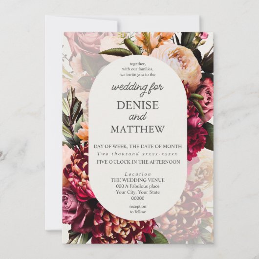 Romantisches Chrysanthemum zum Schneewittchen Einladung (Vorderseite)