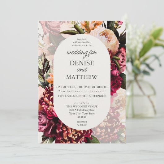 Romantisches Chrysanthemum zum Schneewittchen Einladung (Stehend Vorderseite)