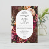 Romantisches Chrysanthemum zur Weinhochzeit Einladung (Stehend Vorderseite)