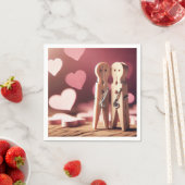 Romantisches Clothespin-Paar mit Herz Serviette (Beispiel)