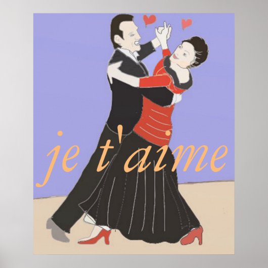 Romantisches Couple Ballroom-Tanzen in Farbe Poster (Vorne)