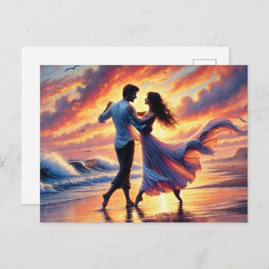 Romantisches Couple Dancing am Strand Postkarte (Vorne/Hinten)