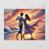 Romantisches Couple Dancing am Strand Postkarte (Vorderseite)