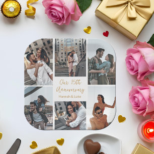 Romantisches Couple Foto Collage Jubiläum Party Pappteller