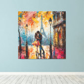 "Romantisches Couple Kissing vor dem Eiffelturm Leinwanddruck (Insitu (Holzboden))