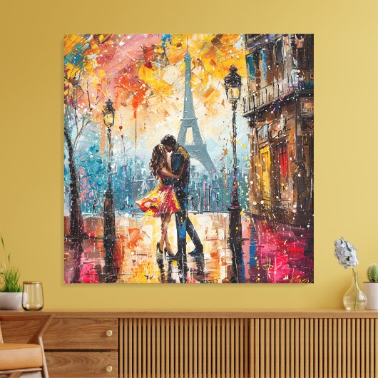 "Romantisches Couple Kissing vor dem Eiffelturm Leinwanddruck (Insitu (Wohnzimmer))