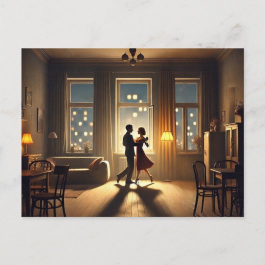 Romantisches Couple-Tanzen auf Zuhause Postkarte (Vorderseite)