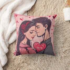 Romantisches Couple Watercolor Throw Kissen