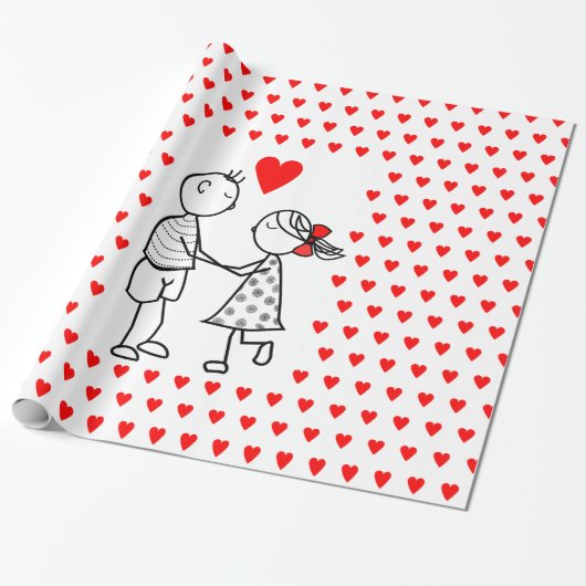 Romantisches Couple Wrapping Paper mit Herz Geschenkpapier (Ungerollt)