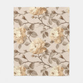 Romantisches Creme-Rose-Beige-Blumenmuster Fleecedecke (Vorderseite)