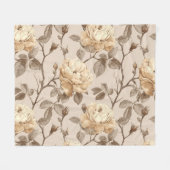 Romantisches Creme-Rose-Beige-Blumenmuster Fleecedecke (Vorderseite (Horizontal))
