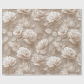Romantisches Creme-Rose Beige Blumenmuster Geschenkpapier (Flach)