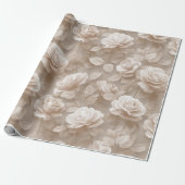 Romantisches Creme-Rose Beige Blumenmuster Geschenkpapier (Ungerollt)