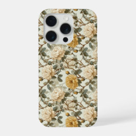 Romantisches Creme-Rose Beige Blumenmuster iPhone 15 Pro Hülle