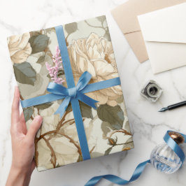 Romantisches Creme-Rosen-Beige-Blumenmuster Geschenkpapier