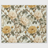 Romantisches Creme-Rosen-Beige-Blumenmuster Geschenkpapier (Flach)