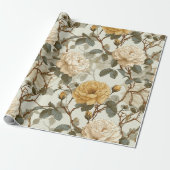 Romantisches Creme-Rosen-Beige-Blumenmuster Geschenkpapier (Ungerollt)