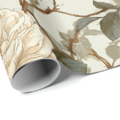Romantisches Creme-Rosen-Beige-Blumenmuster Geschenkpapier (Rolleneckpunkt)