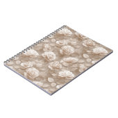 Romantisches Creme-Rosen-Beiges Blumenmuster Notizblock (Linke Seite)