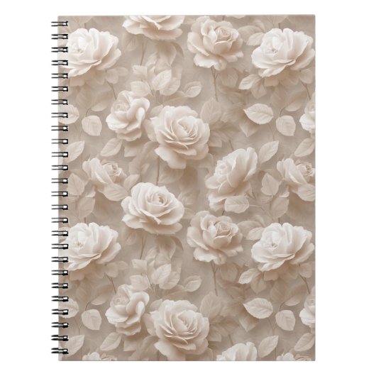 Romantisches Creme-Rosen-Beiges Blumenmuster Notizblock (Vorderseite)