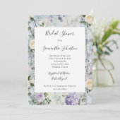 Romantisches Creme-violette Blumen Brautparty Einladung (Stehend Vorderseite)