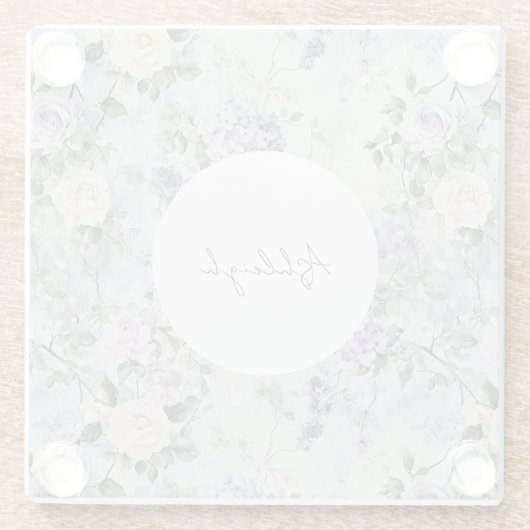 Romantisches Creme-violette Blumen Brautparty Glasuntersetzer (Rückseite)