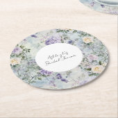 Romantisches Creme-violette Blumen Brautparty Runder Pappuntersetzer (Angewinkelt)