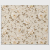 Romantisches cremefarbenes Rosen-Beige Blumenmuste Geschenkpapier (Flach)