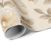 Romantisches cremefarbenes Rosen-Beige Blumenmuste Geschenkpapier (Rolleneckpunkt)