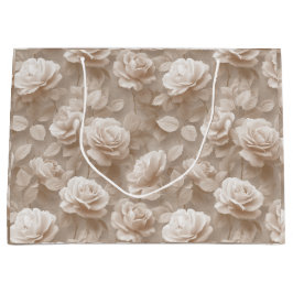 Romantisches cremefarbenes Rosen-Beige-Blumenmuste Große Geschenktüte