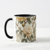 Romantisches cremefarbenes Rosen-Beige-Blumenmuste Tasse (Links)