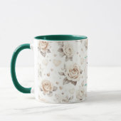 Romantisches cremefarbenes Rosenblumen-Monogramm Tasse (Links)