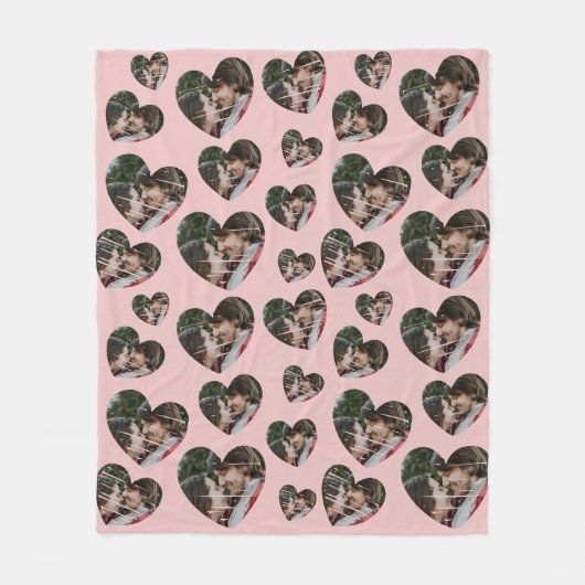Romantisches Custom Foto Hört Pink Fleece Blanket (Vorderseite)