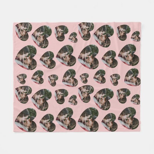 Romantisches Custom Foto Hört Pink Fleece Blanket (Vorderseite (Horizontal))