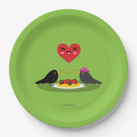Romantisches Date mit Spaghetti Meatballs Pappteller (Vorderseite)