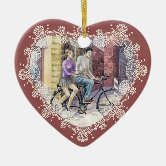 Romantisches Datum Keramikornament (Vorne)