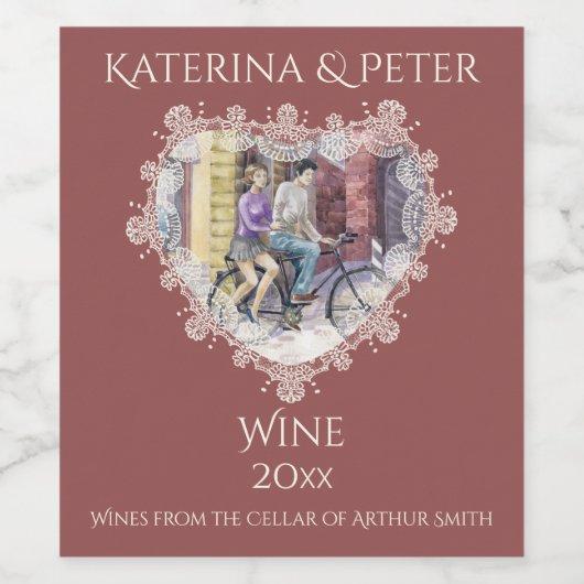 Romantisches Datum Weinetikett (Einzelnes Label)