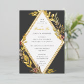 Romantisches Diamond Floral Grau Brautparty Folieneinladung (Stehend vorne)